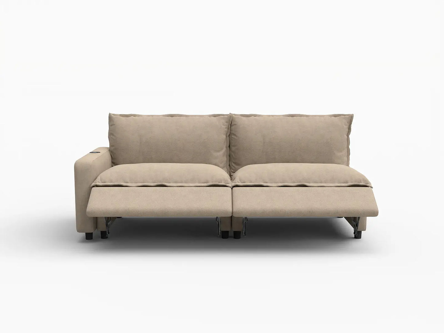 2 Piece Khaki Linen Small Space Loveseats 2 Seater 3