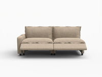 2 Piece Khaki Linen Small Space Loveseats 2 Seater 3