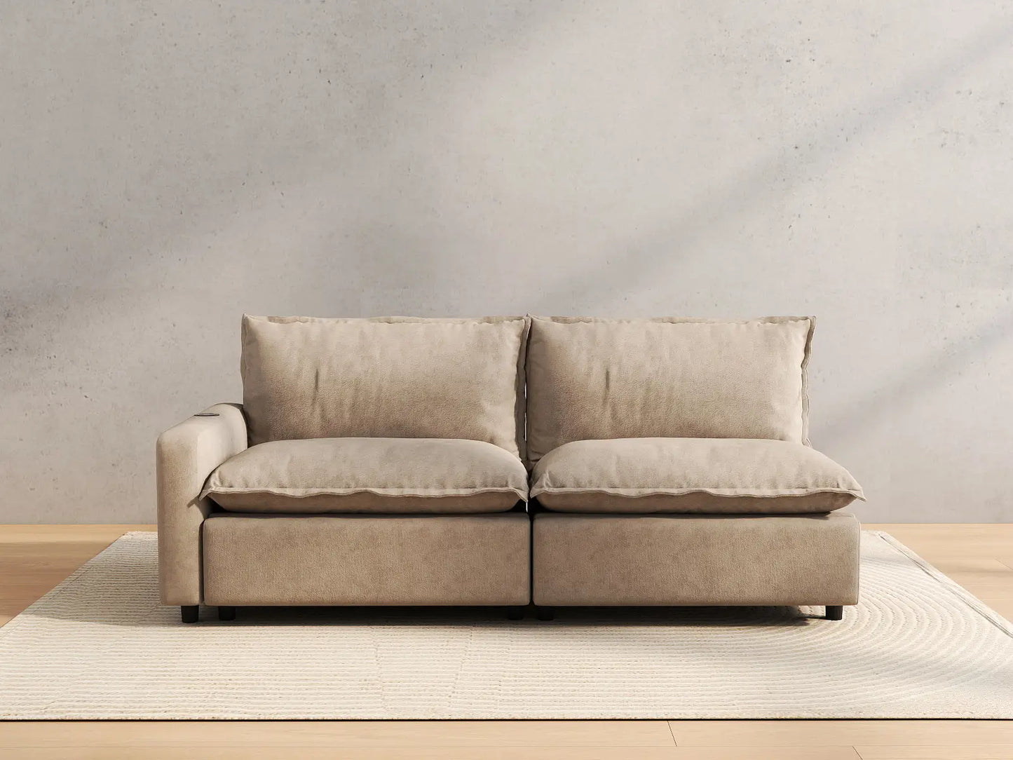 2 Piece Khaki Linen Small Space Loveseats 2 Seater 4