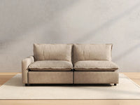 2 Piece Khaki Linen Small Space Loveseats 2 Seater 4