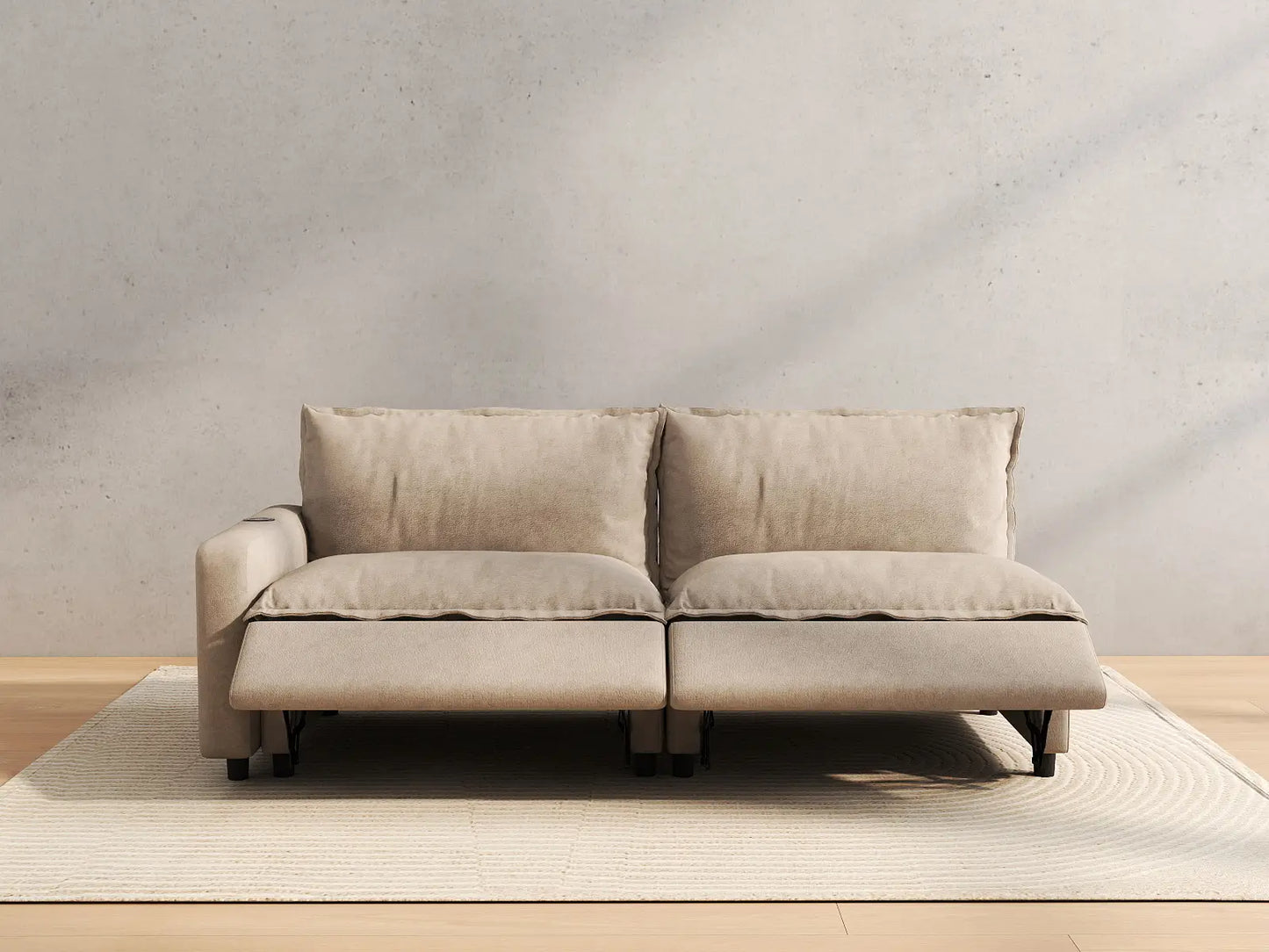 2 Piece Khaki Linen Small Space Loveseats 2 Seater 5