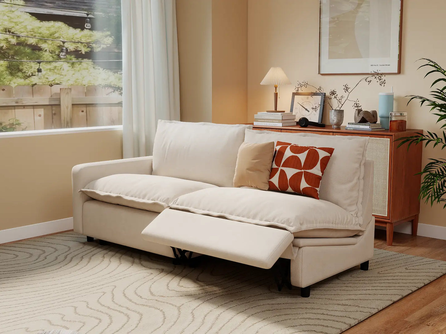 Modular Cero Reclining Sectionals | 2-Piece Beige Linen Flex Nook Loveseats 2-Seater