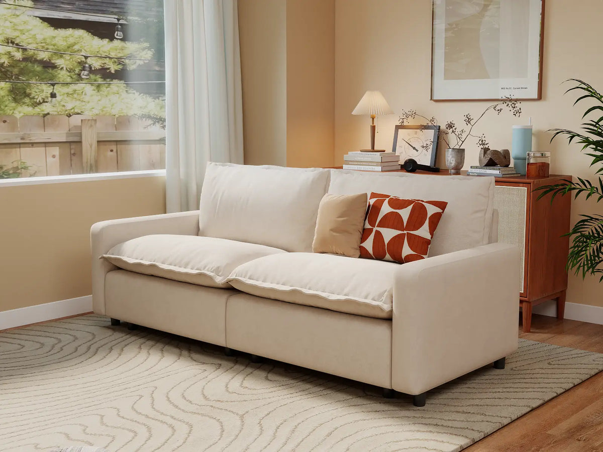 Modular Cero Modular Sectionals | 2-Piece Beige Linen Flex Nook Loveseats 2-Seater