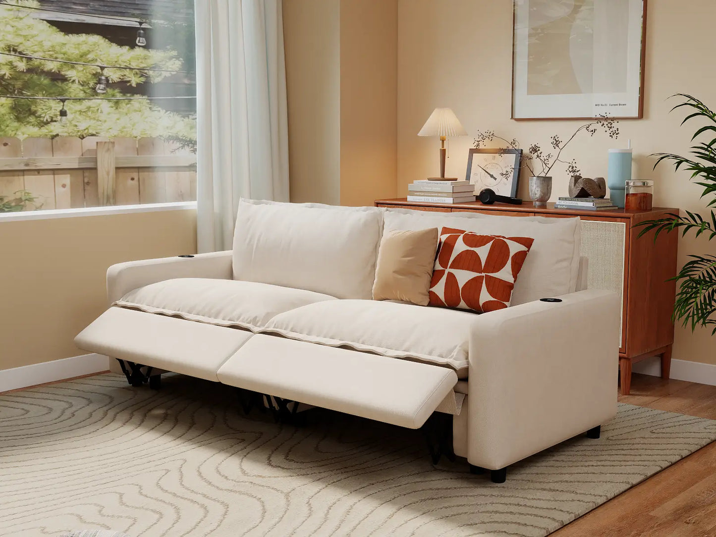Modular Cero Reclining Sectionals | 2-Piece Beige Linen Flex Nook Loveseats 2-Seater