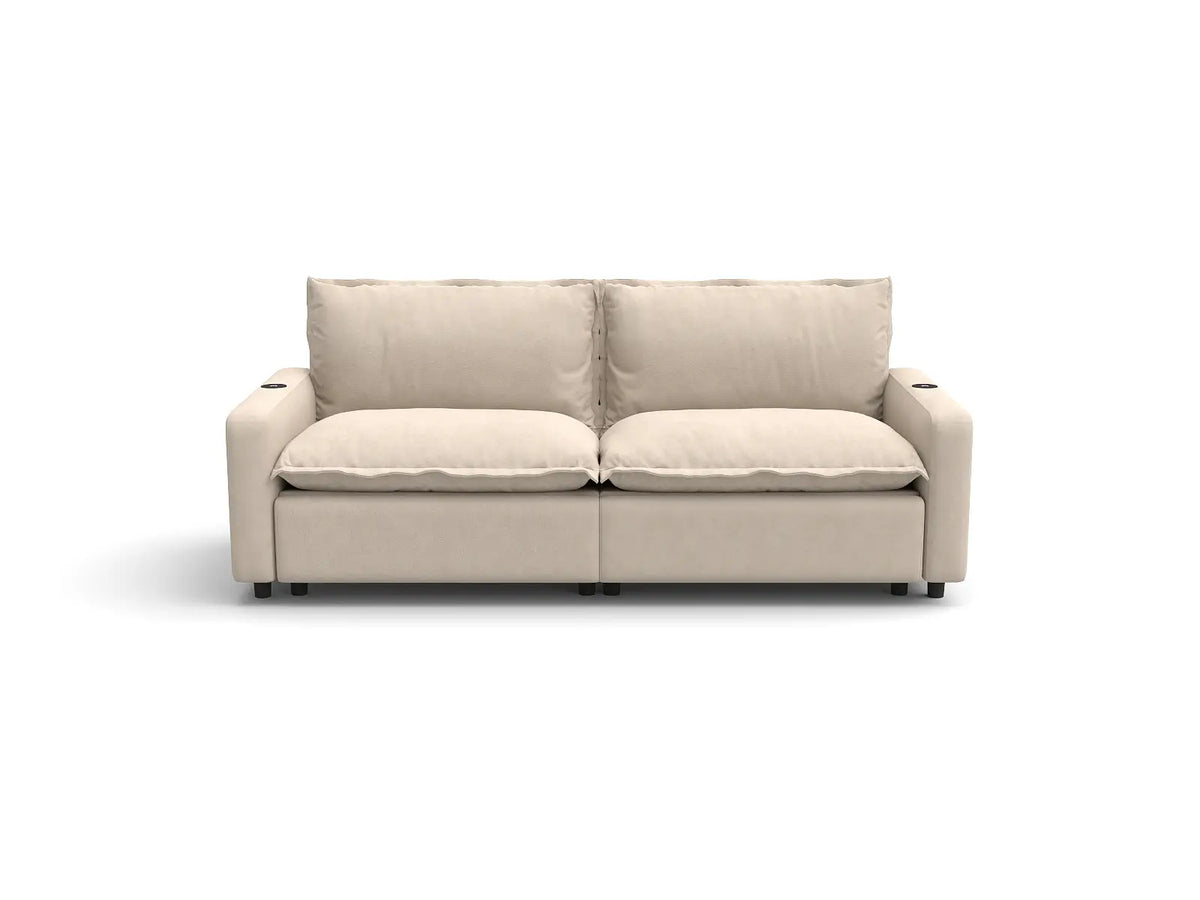 Modular Cero Reclining Sectionals | 2-Piece Beige Linen Flex Nook Loveseats 2-Seater