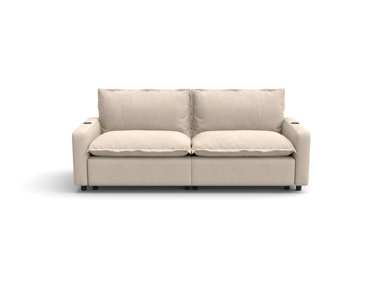 Modular Cero Small Loveseat Recliner | 2-Piece Beige Linen Flex Nook Loveseats 2-Seater