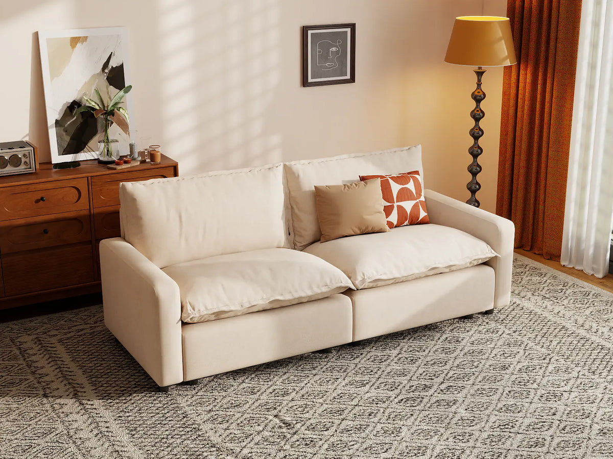 Modular Cero Modular Sectionals | 2-Piece Beige Linen Flex Nook Loveseats 2-Seater
