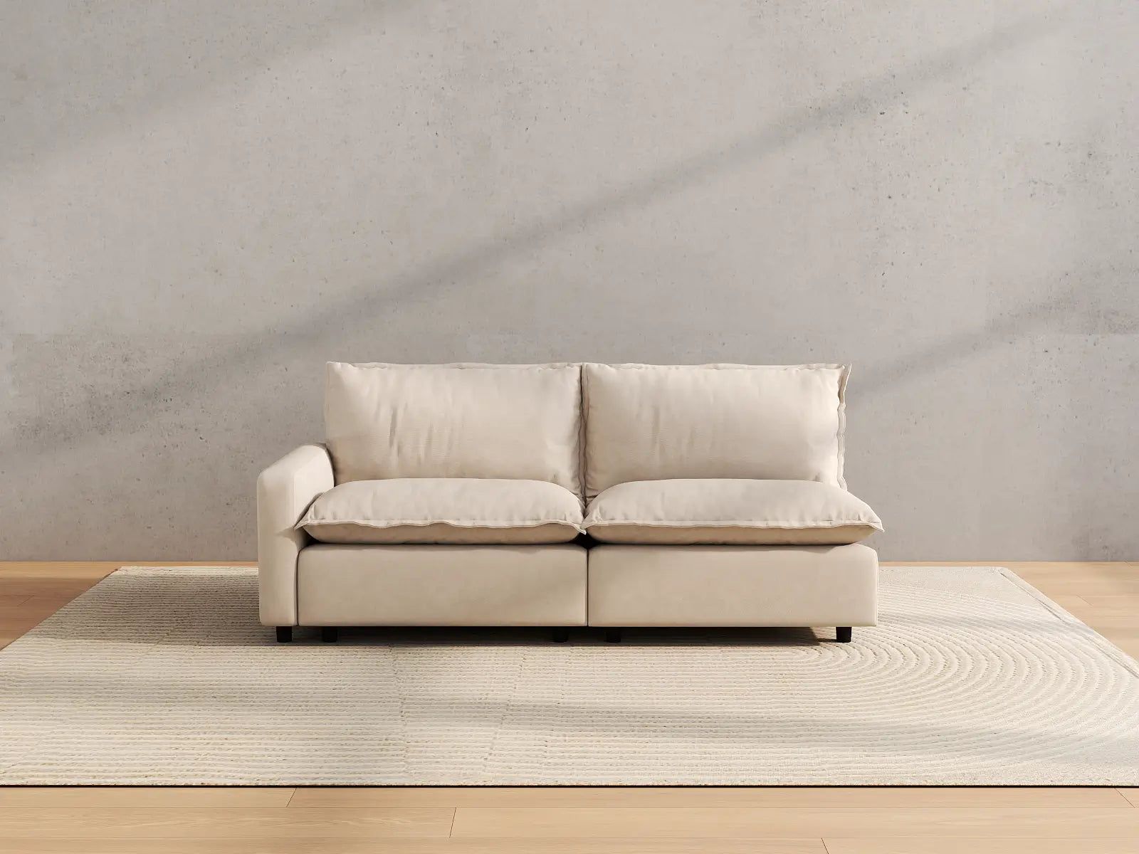 Modular Cero Modular Sectional Sofa for Small Space | 2-Piece Beige Linen Flex Nook Loveseats 2-Seater