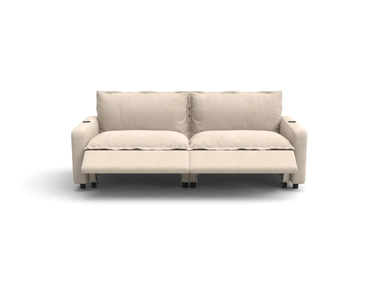 Modular Cero Small Loveseat Recliner | 2-Piece Beige Linen Flex Nook Loveseats 2-Seater
