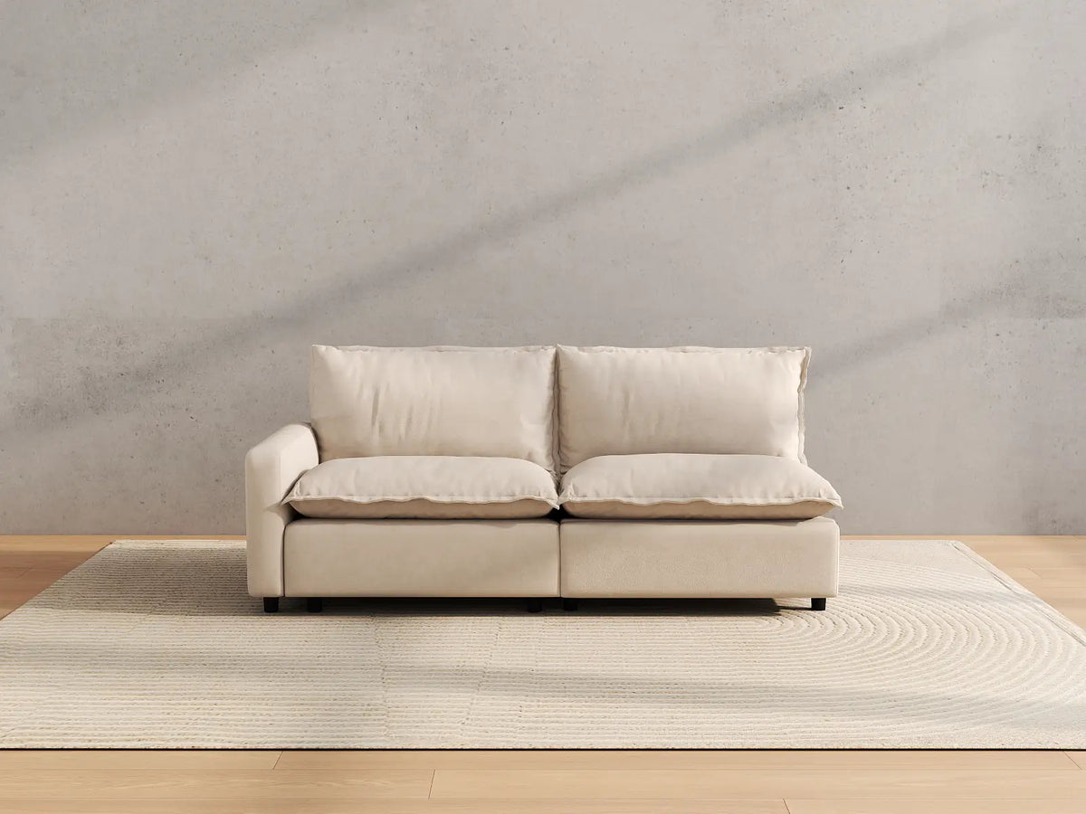 Modular Cero Reclining Sectionals | 2-Piece Beige Linen Flex Nook Loveseats 2-Seater