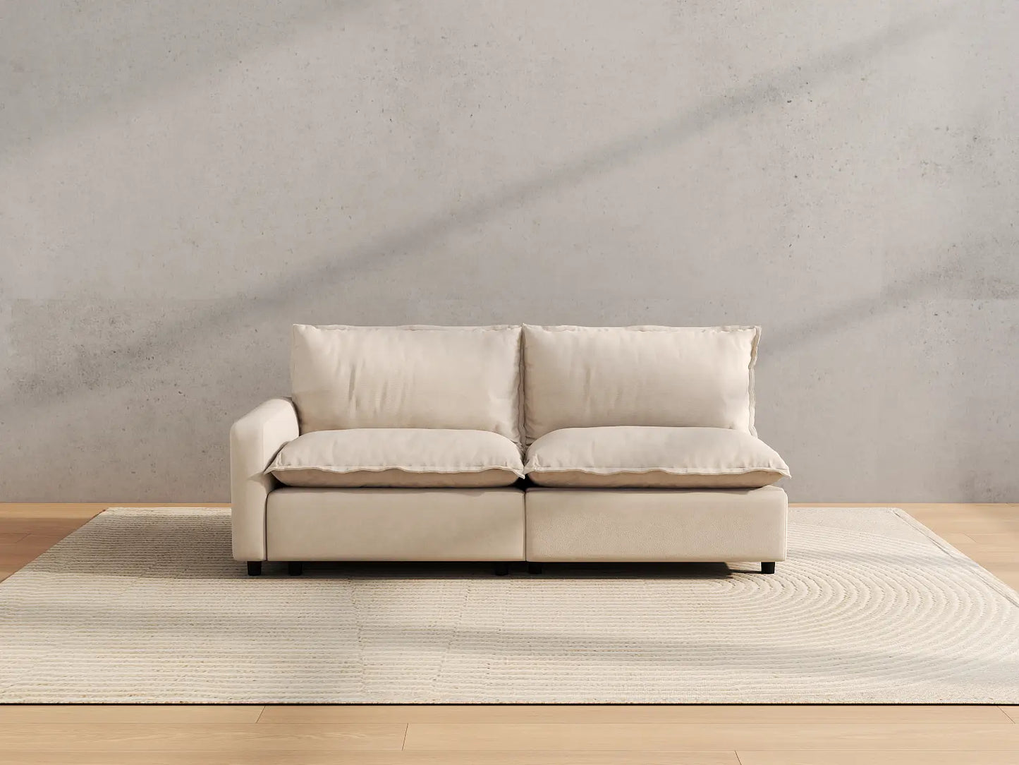 Modular Cero Reclining Sectionals | 2-Piece Beige Linen Flex Nook Loveseats 2-Seater