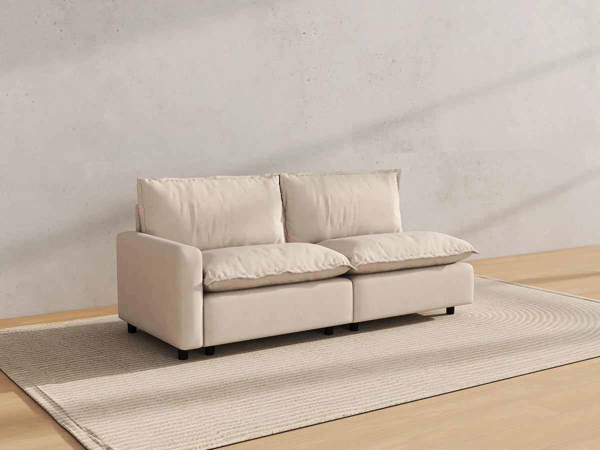 Modular Cero Modular Sectionals | 2-Piece Beige Linen Flex Nook Loveseats 2-Seater