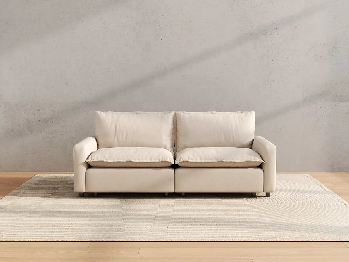 Modular Cero Modular Sectionals | 2-Piece Beige Linen Flex Nook Loveseats 2-Seater