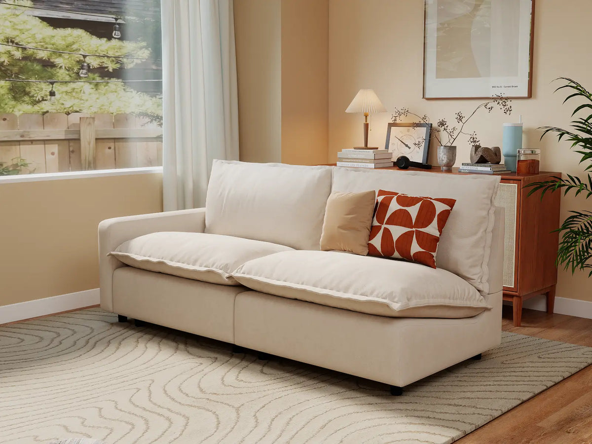 Modular Cero Modular Sectionals | 2-Piece Beige Linen Flex Nook Loveseats 2-Seater