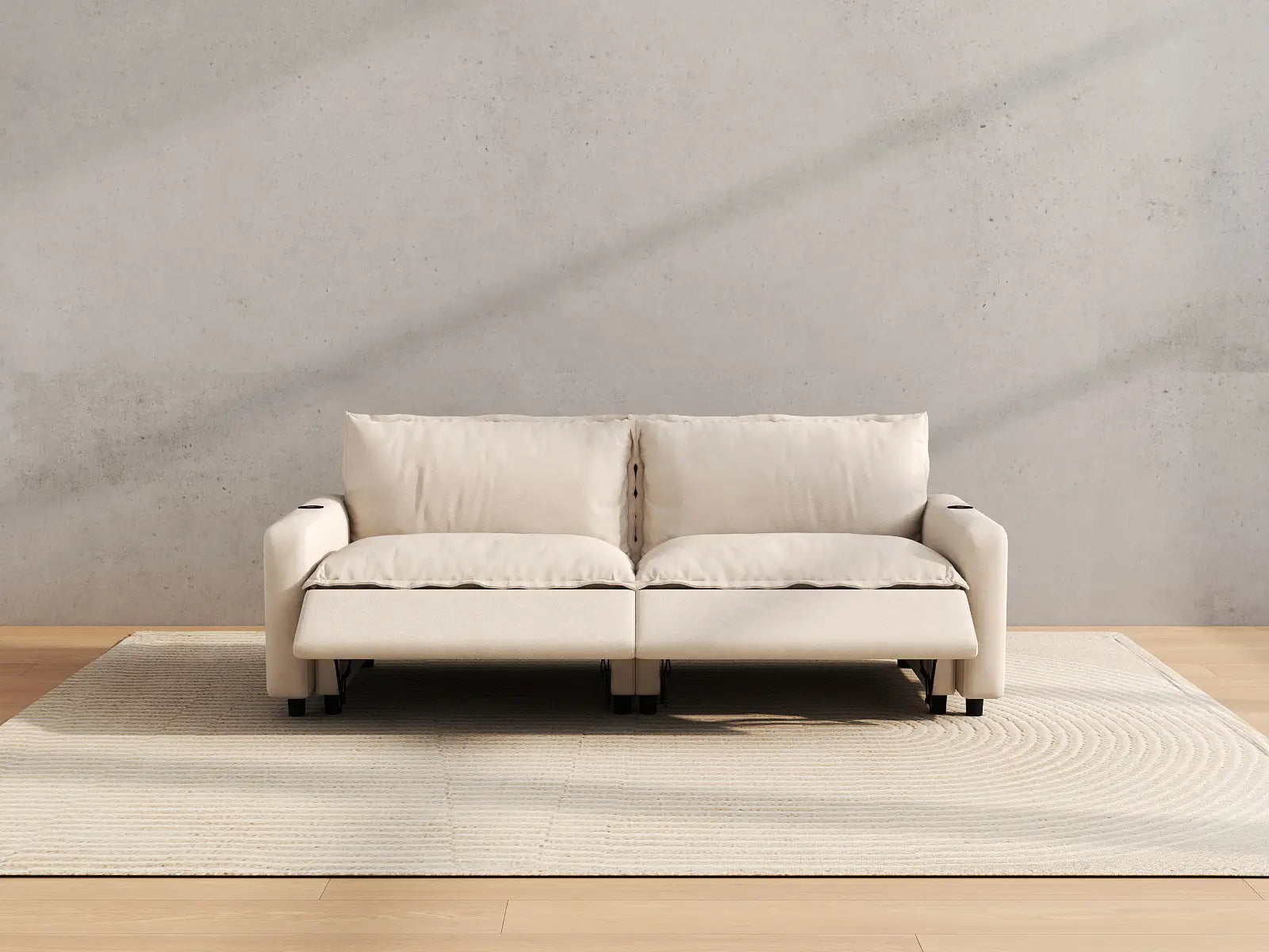 Modular Cero Small Loveseat Recliner | 2-Piece Beige Linen Flex Nook Loveseats 2-Seater