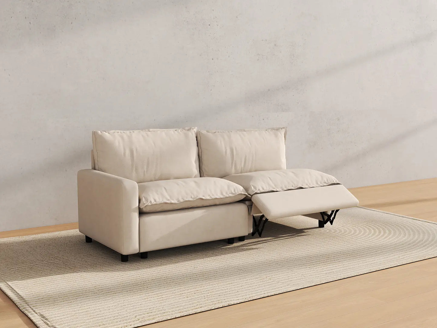 Modular Cero Reclining Sectionals | 2-Piece Beige Linen Flex Nook Loveseats 2-Seater