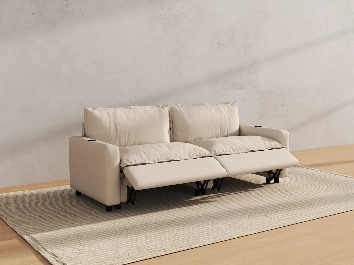 Modular Cero Reclining Sectionals | 2-Piece Beige Linen Flex Nook Loveseats 2-Seater