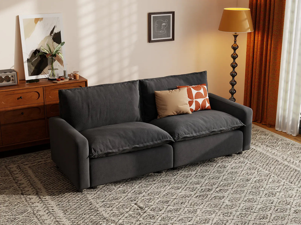 Modular Cero Modular Sectionals | 2-Piece Grey Linen Flex Nook Loveseats 2-Seater