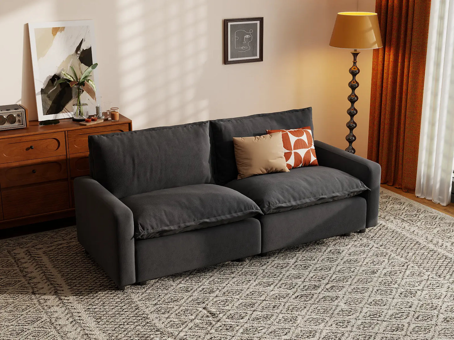 Modular Cero Modular Sectionals | 2-Piece Grey Linen Flex Nook Loveseats 2-Seater