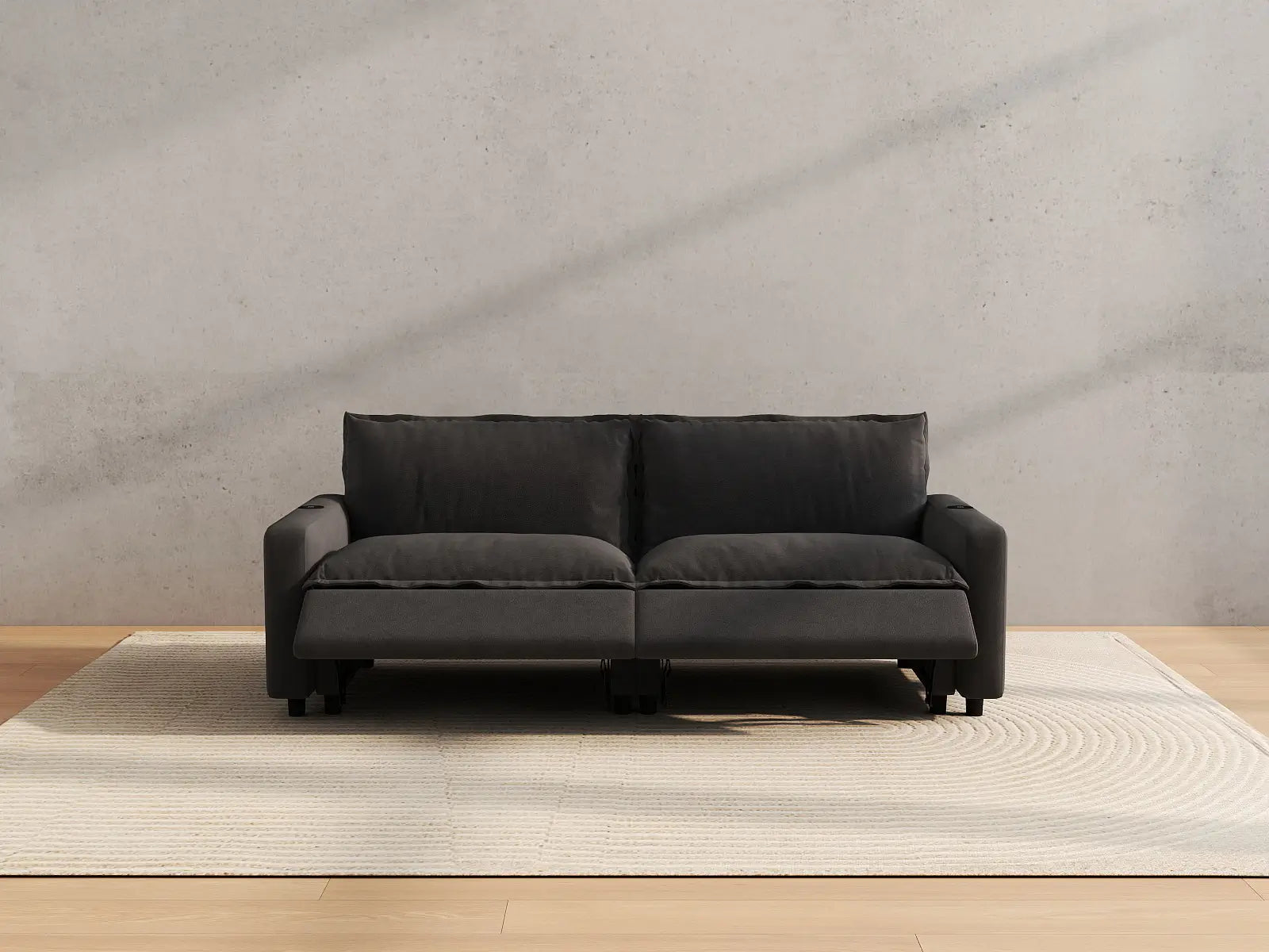 Modular Cero Small Space Loveseat Recliner | 2-Piece Grey Linen Flex Nook Loveseats 2-Seater