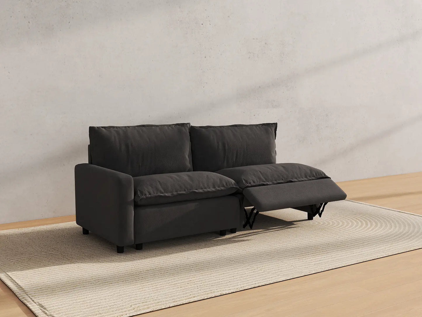 Modular Cero Reclining Sectionals | 2-Piece Grey Linen Flex Nook Loveseats 2-Seater