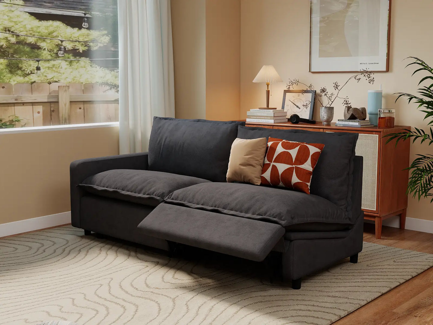 Modular Cero Reclining Sectionals | 2-Piece Grey Linen Flex Nook Loveseats 2-Seater