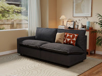 Modular Cero Modular Sectional | 2-Piece Grey Linen Small Space Loveseats 2-Seater