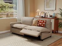 Modular Cero Reclining Loveseat for Small Space | 2-Piece Khaki Linen Flex Nook Loveseats 2-Seater