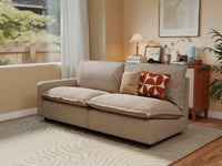 Modular Cero Modular Sectional Sofa | 2-Piece Khaki Linen Flex Nook Loveseats 2-Seater