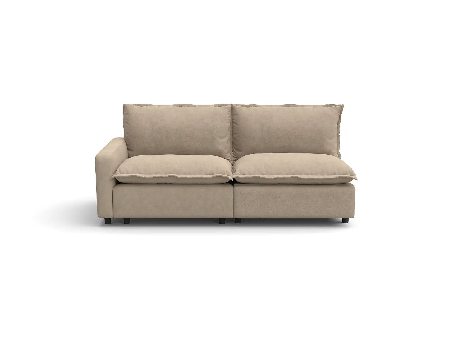 Modular Cero Reclining Loveseat for Small Space | 2-Piece Khaki Linen Flex Nook Loveseats 2-Seater