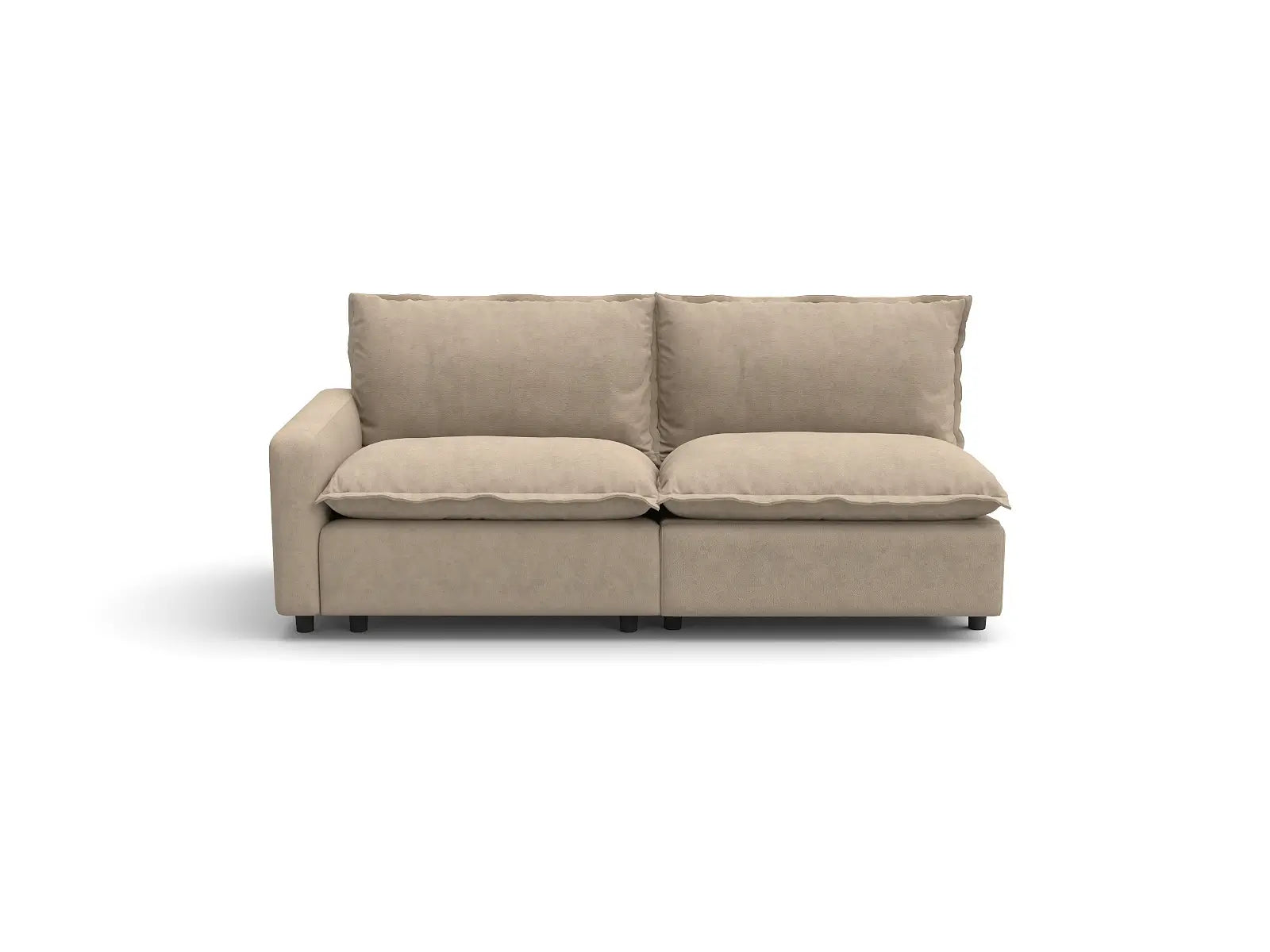 Modular Cero Reclining Loveseat for Small Space | 2-Piece Khaki Linen Flex Nook Loveseats 2-Seater