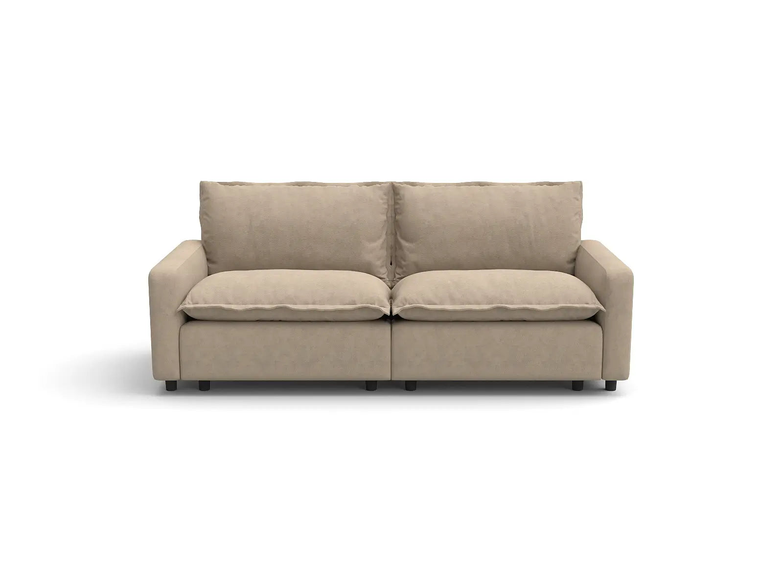 Modular Cero Modular Sectional for Small Space | 2-Piece Khaki Linen Flex Nook Loveseats 2-Seater