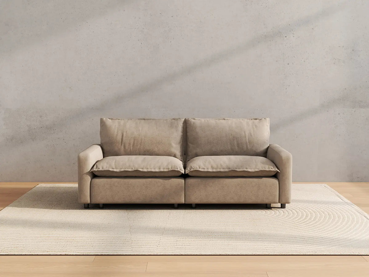 Modular Cero Modular Sectionals | 2-Piece Khaki Linen Flex Nook Loveseats 2-Seater