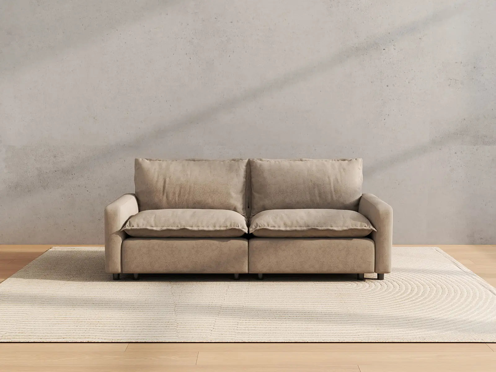 Modular Cero Modular Sectional for Small Space | 2-Piece Khaki Linen Flex Nook Loveseats 2-Seater