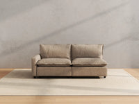 Modular Cero Reclining Loveseat for Small Space | 2-Piece Khaki Linen Flex Nook Loveseats 2-Seater