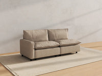 Modular Cero Modular Sectional Sofa | 2-Piece Khaki Linen Flex Nook Loveseats 2-Seater