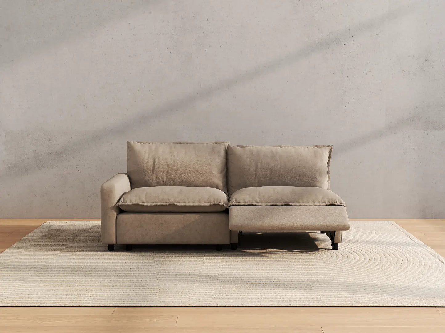 Modular Cero Reclining Loveseat for Small Space | 2-Piece Khaki Linen Flex Nook Loveseats 2-Seater