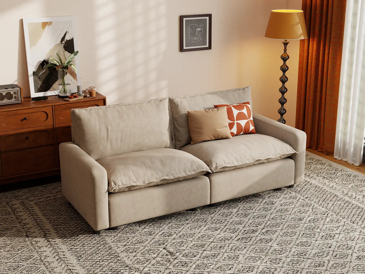 Modular Cero Modular Sectionals | 2-Piece Khaki Linen Flex Nook Loveseats 2-Seater