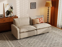 Modular Cero Modular Sectional Sofa | 2-Piece Khaki Linen Flex Nook Loveseats 2-Seater
