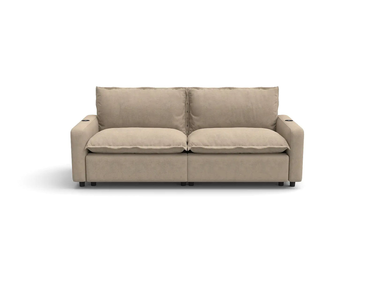 Modular Cero Reclining Sectionals | 2-Piece Khaki Linen Small Space Loveseats 2-Seater