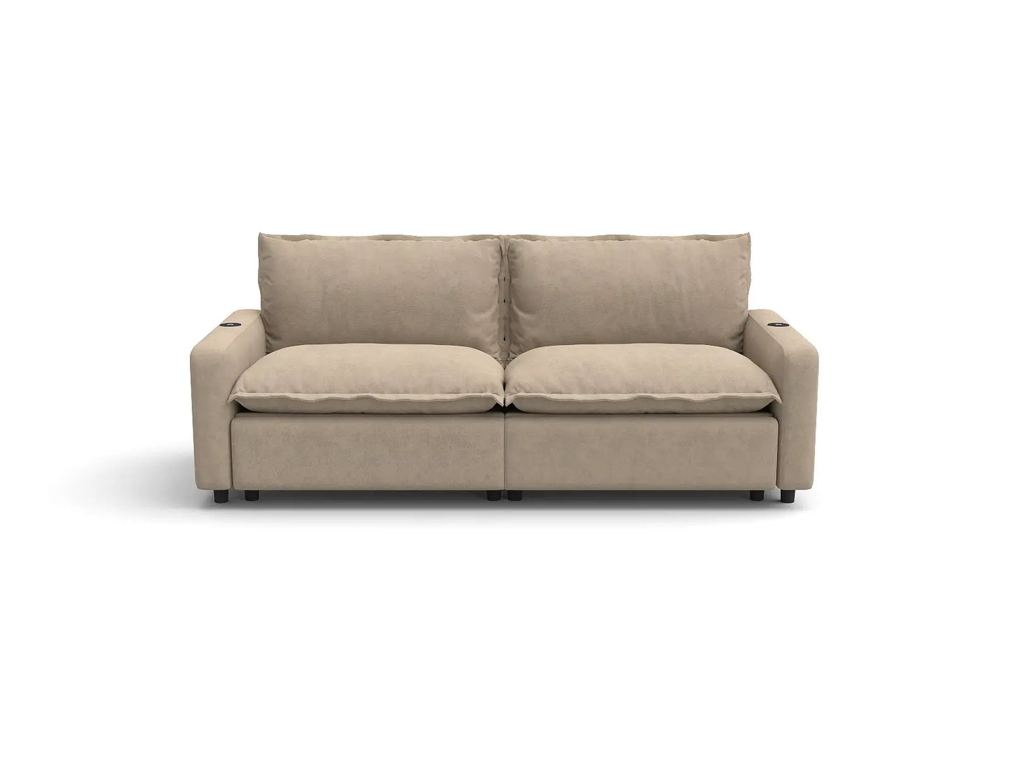 Modular Cero Reclining Sectionals | 2-Piece Khaki Linen Small Space Loveseats 2-Seater