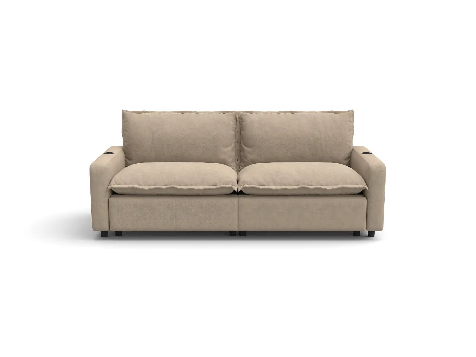 Modular Cero Reclining Loveseat for Small Space | 2-Piece Khaki Linen Small Space Loveseats 2-Seater