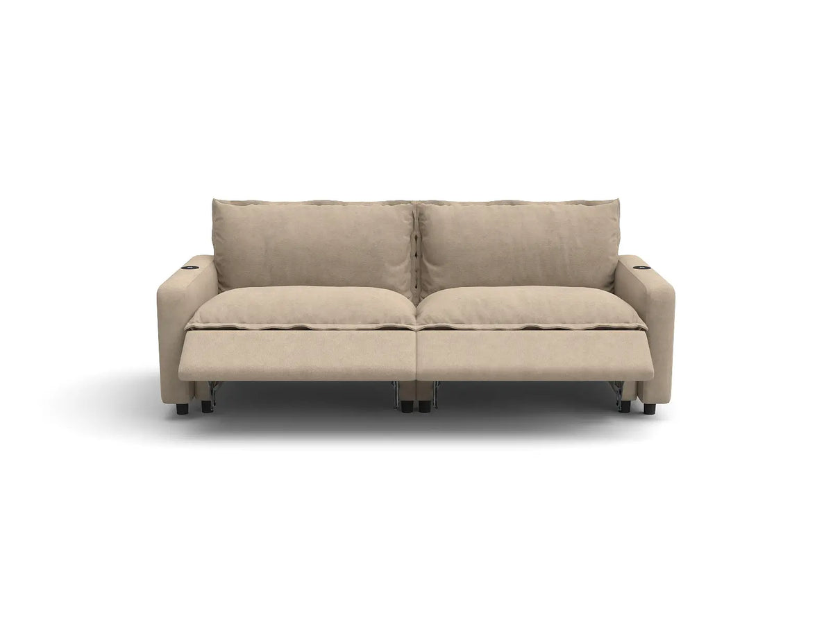 Modular Cero Reclining Sectionals | 2-Piece Khaki Linen Small Space Loveseats 2-Seater