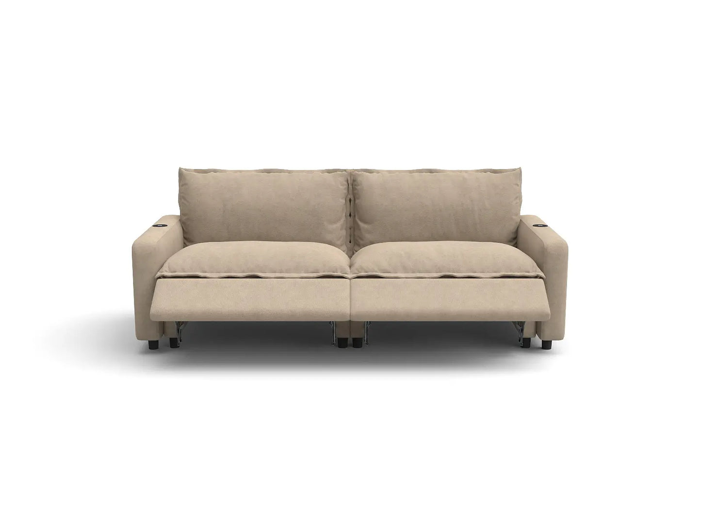 Modular Cero Reclining Sectionals | 2-Piece Khaki Linen Small Space Loveseats 2-Seater