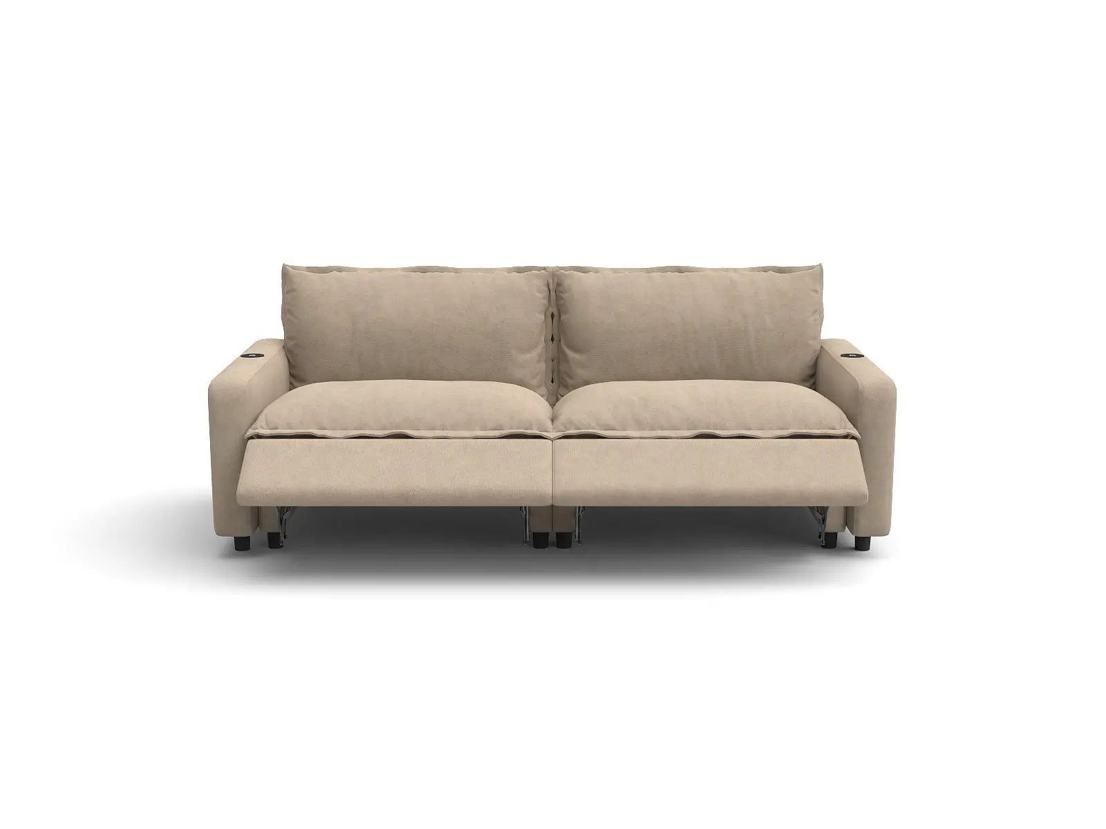 Modular Cero Reclining Loveseat for Small Space | 2-Piece Khaki Linen Small Space Loveseats 2-Seater