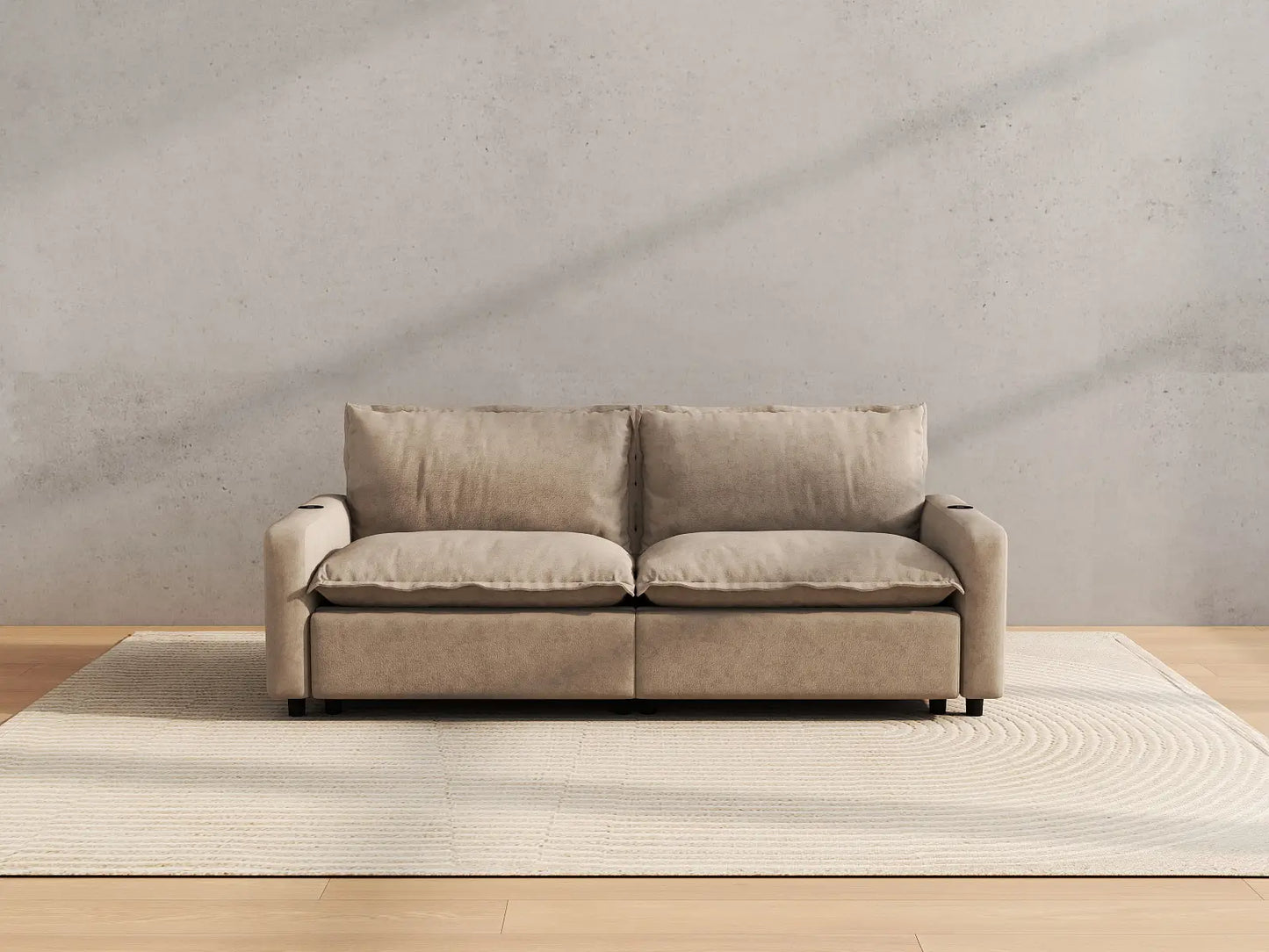 Modular Cero Reclining Sectionals | 2-Piece Khaki Linen Small Space Loveseats 2-Seater