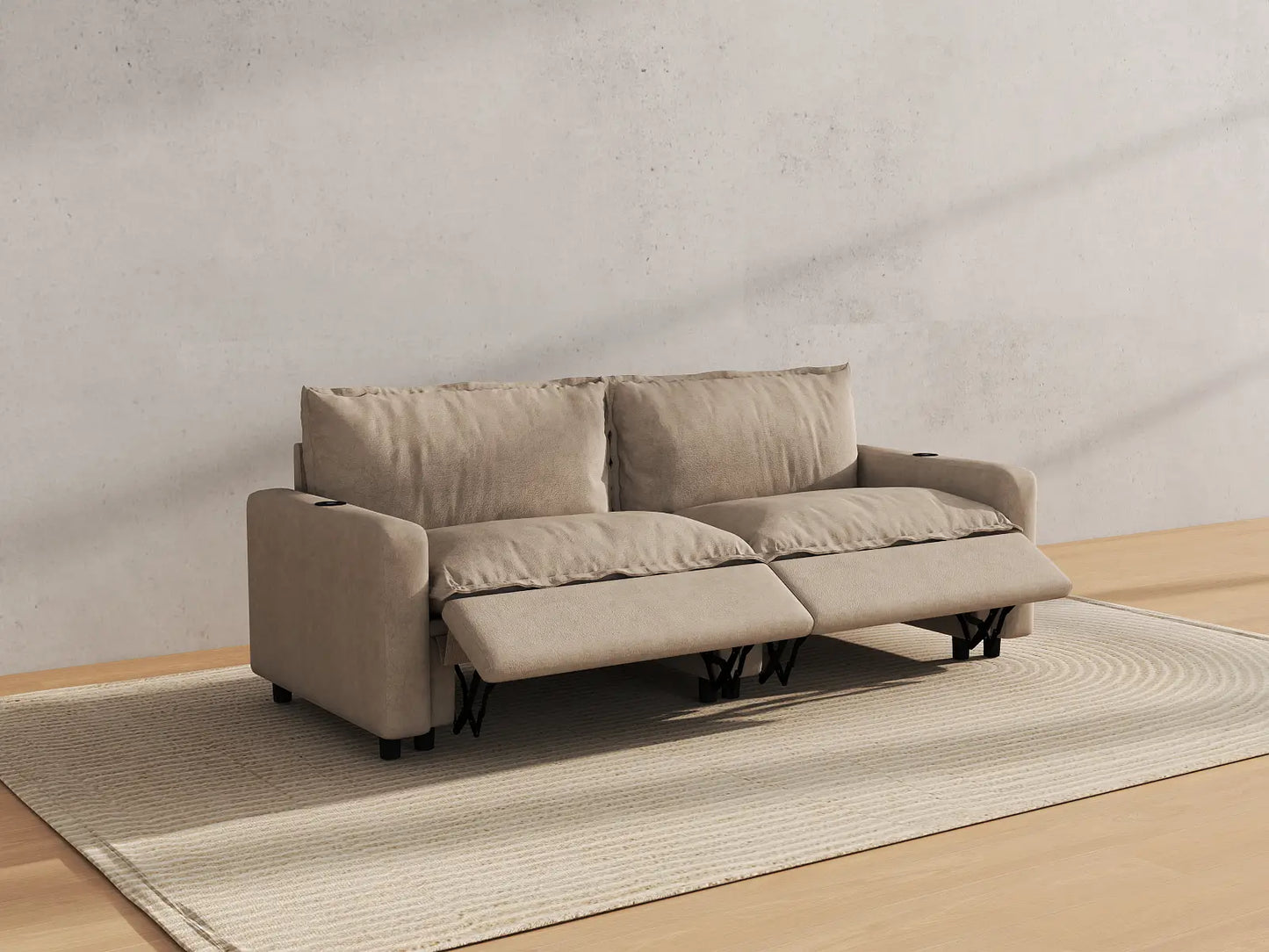 Modular Cero Reclining Sectionals | 2-Piece Khaki Linen Small Space Loveseats 2-Seater