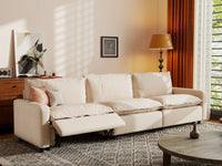 3 Piece Beige Linen Corner Space Couch Sectionals 3 Seater 1