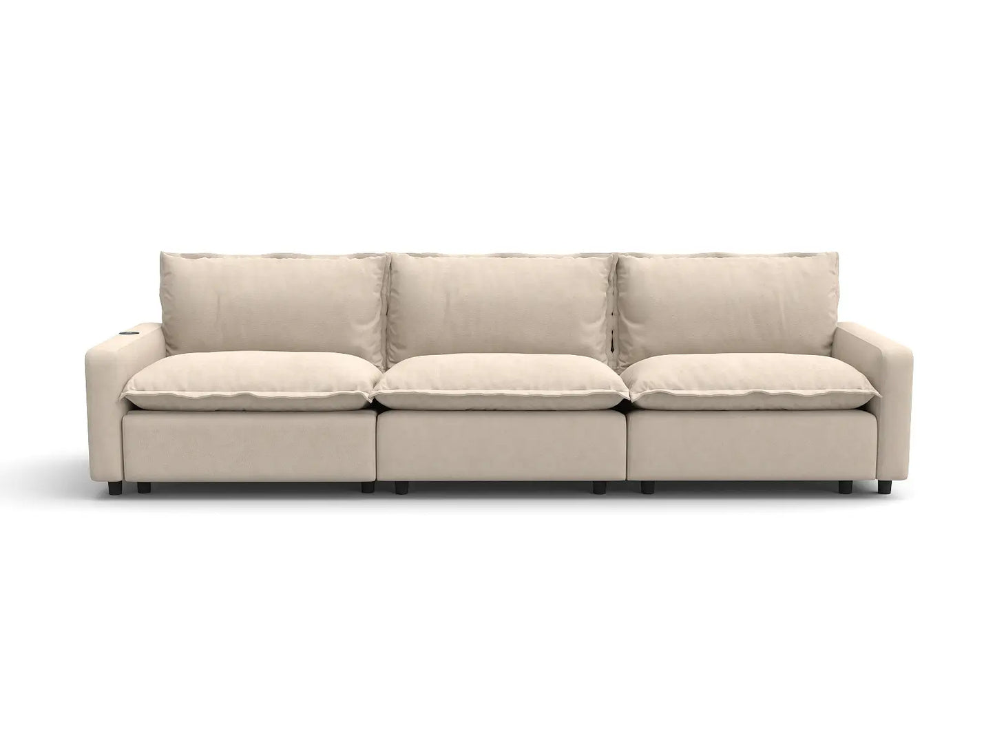 3 Piece Beige Linen Corner Space Couch Sectionals 3 Seater 2
