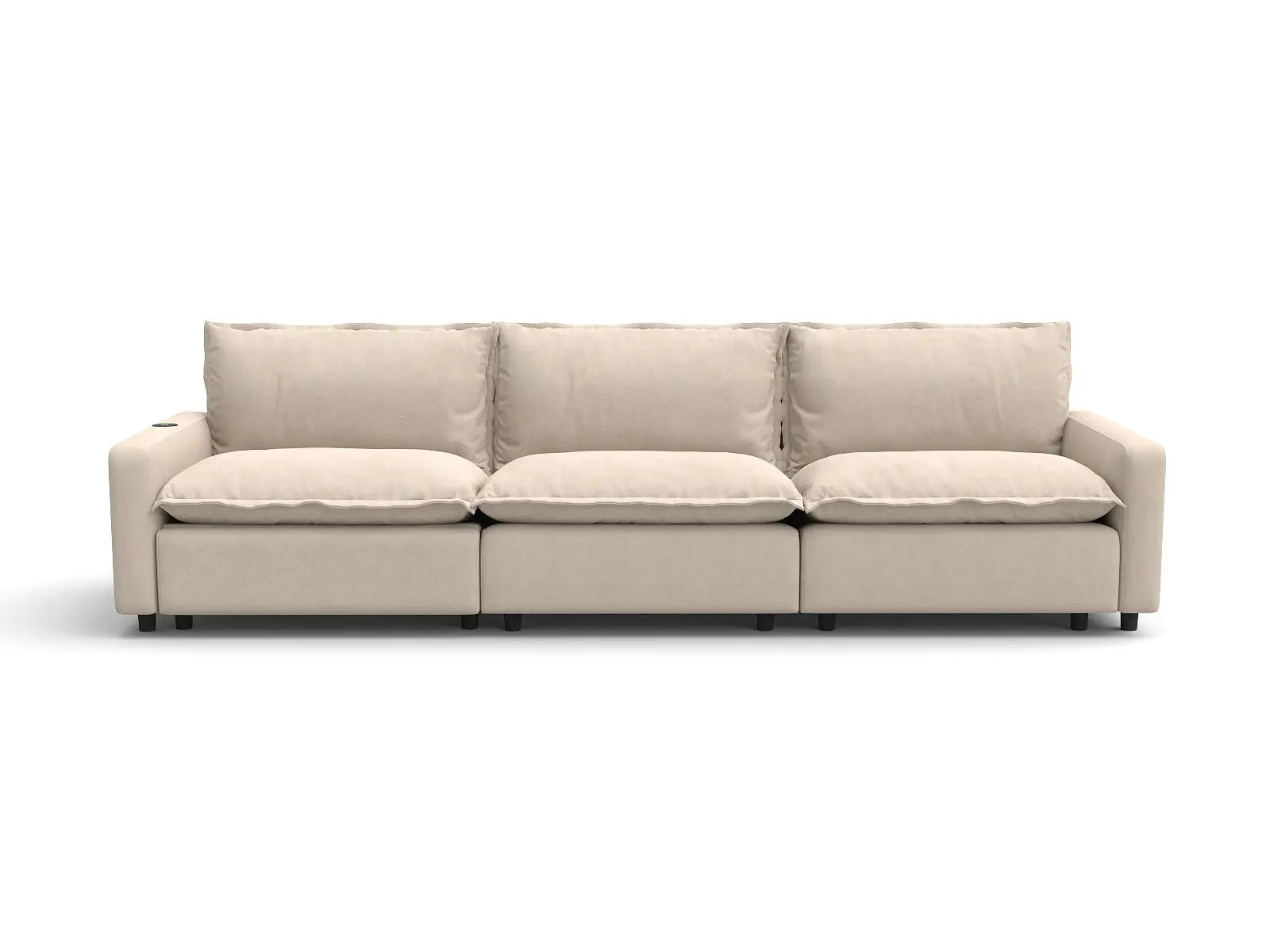 3 Piece Beige Linen Corner Space Couch Sectionals 3 Seater 2